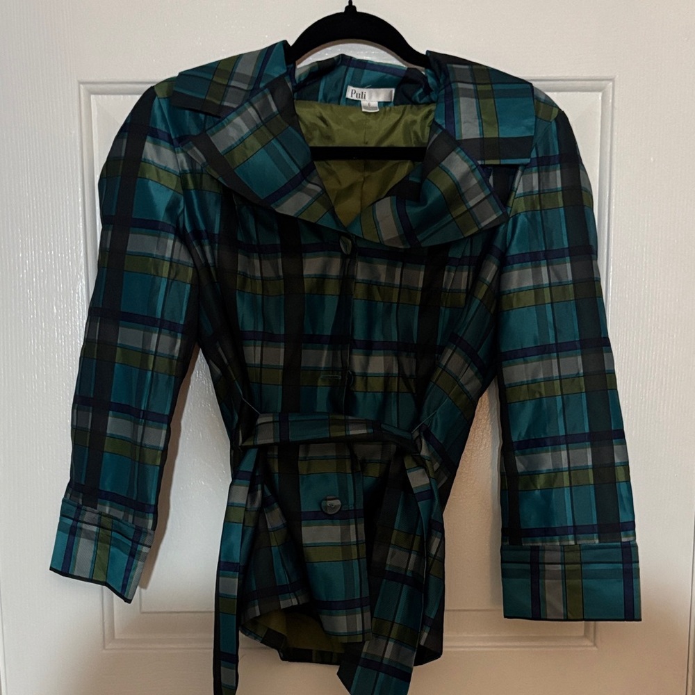 Puli Teal & Olive Plaid Jacket